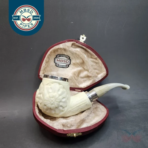 MBSD Meerschaum Spigot, Triple Mounted Silver, Block Meerschaum Pipe [SOLD OUT]