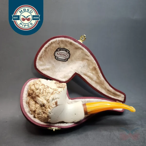 MBSD Meerschaum Natural, Freehand Block Meerschaum Pipe, Briar-Mortise