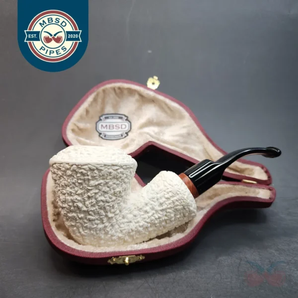MBSD Meerschaum Deluxe Chubby Rusticated Rhodesian Block Meerschaum Pipe, Briar-Mortis [SOLD OUT]