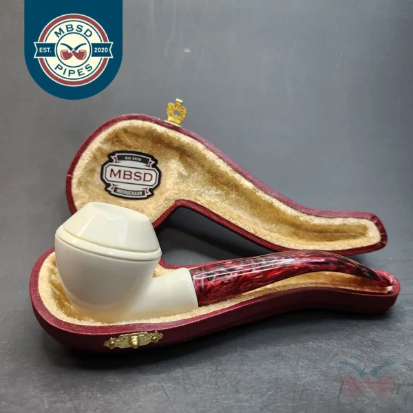 MBSD Meerschaum Bent Rhodesian Block Meerschaum Pipe, Fitted Case [SOLD OUT]