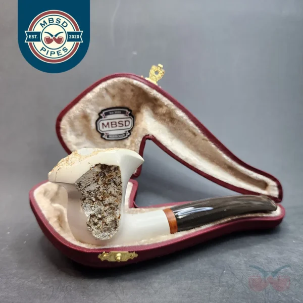 MBSD Meerschaum Deluxe Natural, Freehand Block Meerschaum Pipe, Briar-Mortise