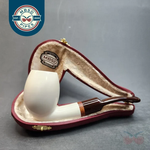 MBSD Meerschaum Deluxe, Bent Danish Egg, Block Meerschaum Pipe, Briar-Mortis [SOLD OUT]