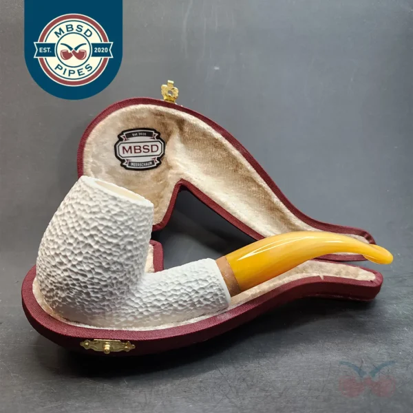 MBSD Meerschaum Deluxe, Bent Egg Block Meerschaum Pipe, Briar-Mortis [SOLD OUT]