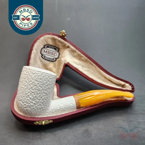 MBSD Meerschaum Deluxe, Bent Billiard Block Meerschaum Pipe, Fitted Case [SOLD OUT]