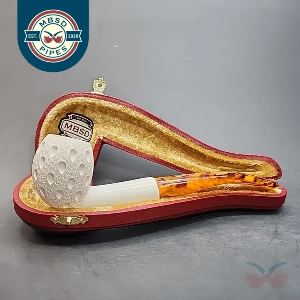 MBSD Meerschaum Lattice Bent Egg Block Meerschaum Pipe [SOLD OUT]