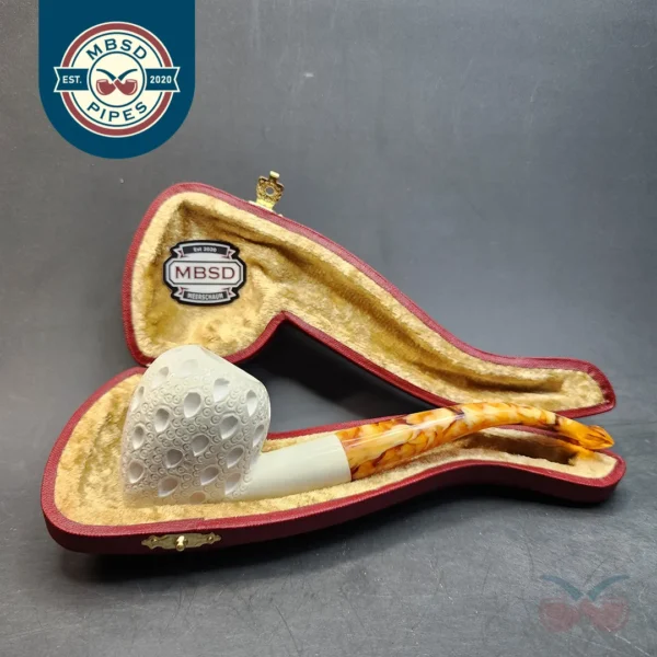 MBSD Meerschaum Lattice Acorn Block Meerschaum Pipe, Fitted Case [SOLD OUT]