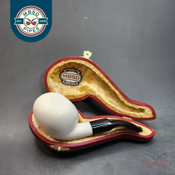MBSD Meerschaum Bent Squat Tomato Block Meerschaum Pipe, Fitted Case [SOLD OUT]