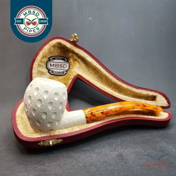 MBSD Meerschaum Lattice Acorn Block Meerschaum Pipe, Fitted Case [SOLD OUT]