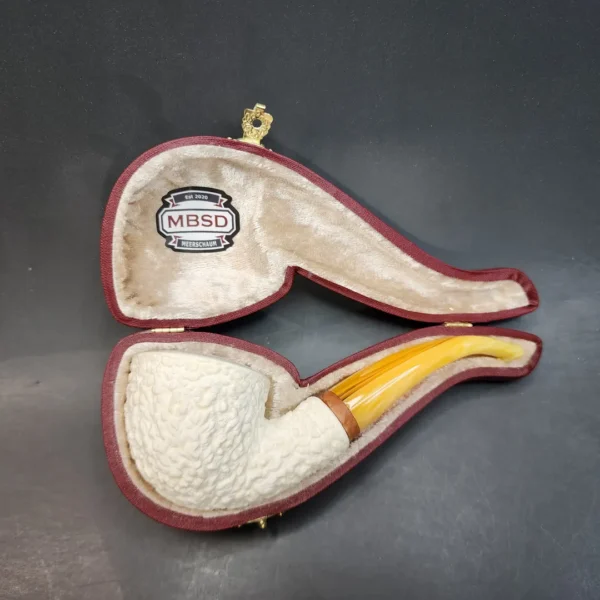 MBSD Meerschaum Deluxe, Rusticated Bent Dublin Block Meerschaum Pipe, Briar-Mortis [SOLD OUT] - Image 3