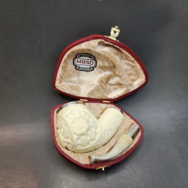 MBSD Meerschaum Spigot, Triple Mounted Silver, Block Meerschaum Pipe [SOLD OUT] - Image 3