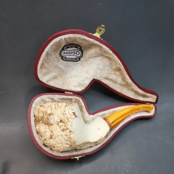 MBSD Meerschaum Natural, Freehand Block Meerschaum Pipe, Briar-Mortise - Image 3