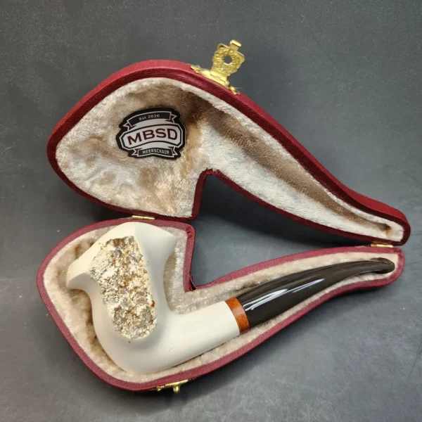 MBSD Meerschaum Deluxe Natural, Freehand Block Meerschaum Pipe, Briar-Mortise - Image 3