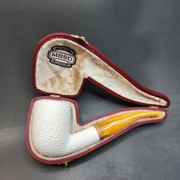 MBSD Meerschaum Deluxe, Bent Billiard Block Meerschaum Pipe, Fitted Case [SOLD OUT] - Image 3