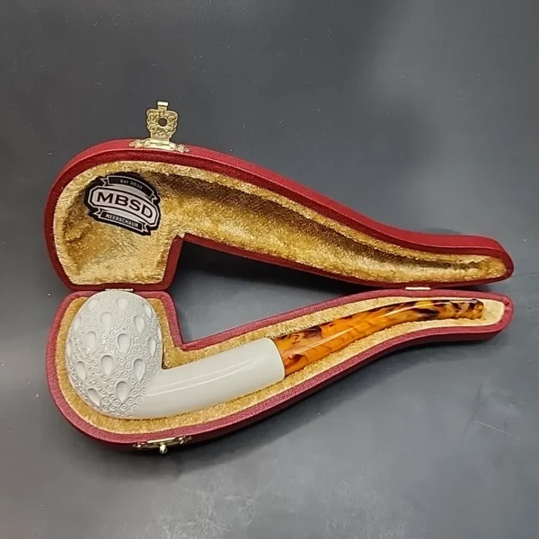 MBSD Meerschaum Lattice Bent Egg Block Meerschaum Pipe [SOLD OUT] - Image 3