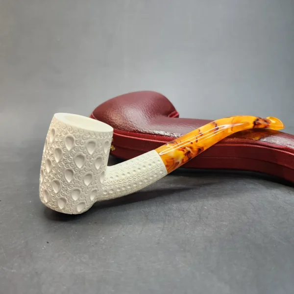 MBSD Meerschaum Bent Lattice Poker Block Meerschaum Pipe, Fitted Case [SOLD OUT] - Image 4