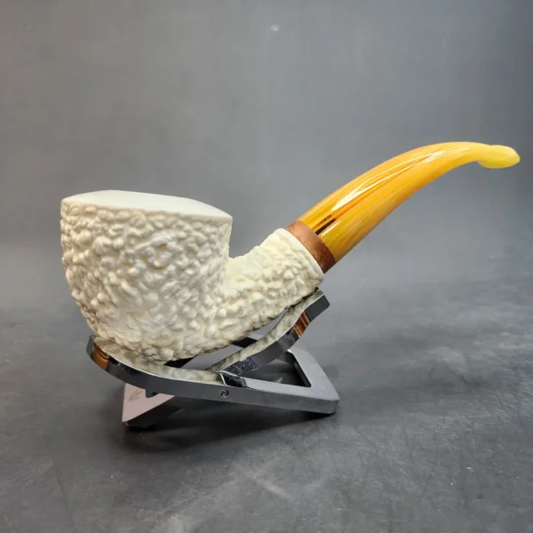 MBSD Meerschaum Deluxe, Rusticated Bent Dublin Block Meerschaum Pipe, Briar-Mortis [SOLD OUT] - Image 4