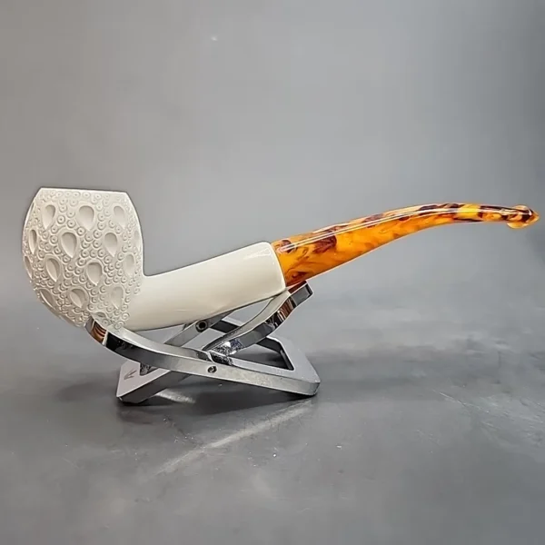 MBSD Meerschaum Lattice Bent Egg Block Meerschaum Pipe [SOLD OUT] - Image 4