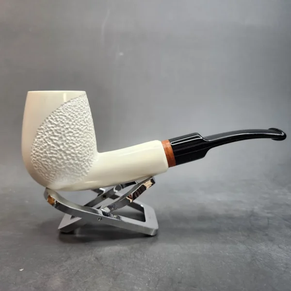 MBSD Meerschaum Deluxe, Partially Rusticated Bent Egg, Block Meerschaum Pipe, Briar-Mortis [SOLD OUT] - Image 4