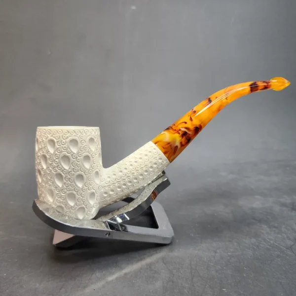 MBSD Meerschaum Bent Lattice Poker Block Meerschaum Pipe, Fitted Case [SOLD OUT] - Image 5