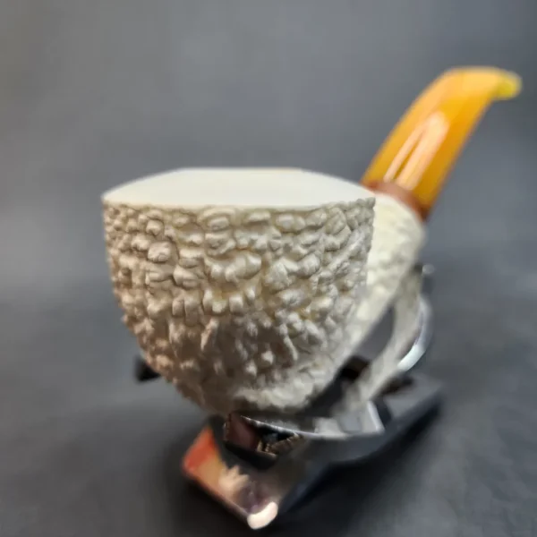 MBSD Meerschaum Deluxe, Rusticated Bent Dublin Block Meerschaum Pipe, Briar-Mortis [SOLD OUT] - Image 5