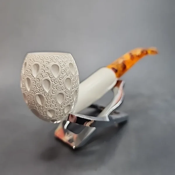 MBSD Meerschaum Lattice Bent Egg Block Meerschaum Pipe [SOLD OUT] - Image 5