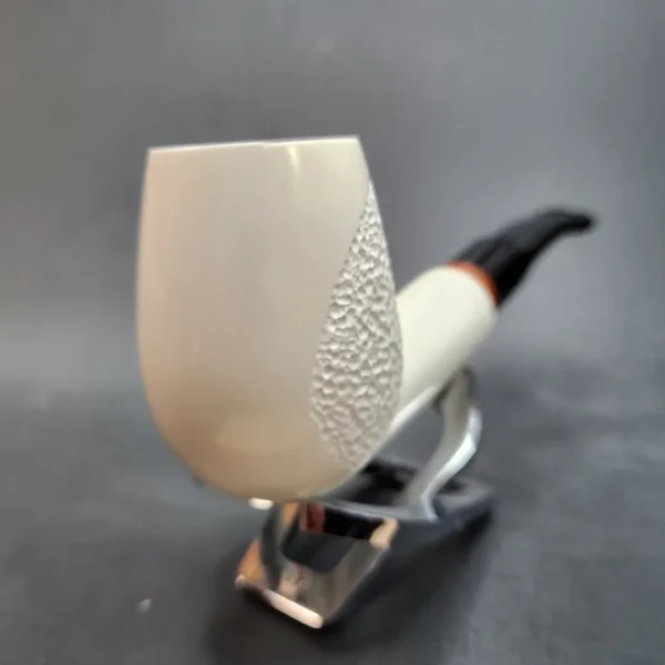 MBSD Meerschaum Deluxe, Partially Rusticated Bent Egg, Block Meerschaum Pipe, Briar-Mortis [SOLD OUT] - Image 5