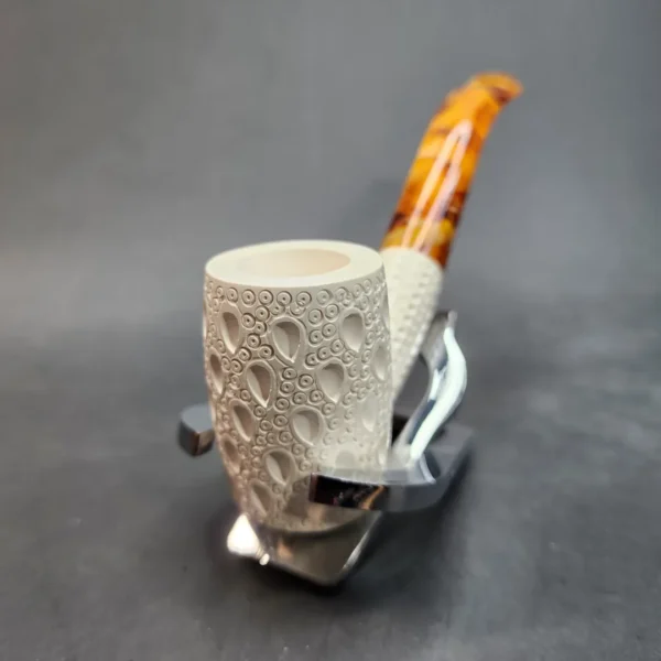 MBSD Meerschaum Bent Lattice Poker Block Meerschaum Pipe, Fitted Case [SOLD OUT] - Image 6