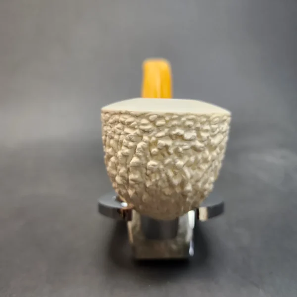 MBSD Meerschaum Deluxe, Rusticated Bent Dublin Block Meerschaum Pipe, Briar-Mortis [SOLD OUT] - Image 6
