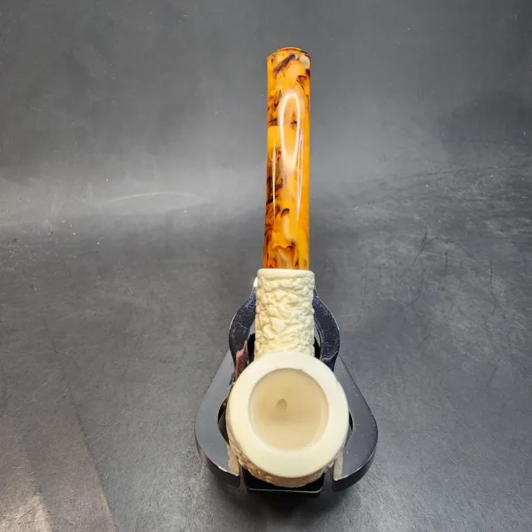 MBSD Meerschaum Rusticated Bent Billiard Block Meerschaum Pipe, Fitted Case [SOLD OUT] - Image 6