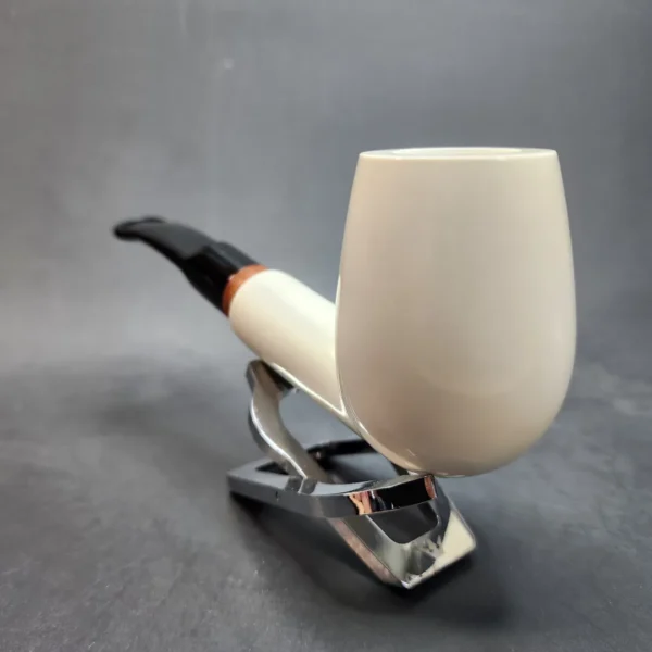 MBSD Meerschaum Deluxe, Partially Rusticated Bent Egg, Block Meerschaum Pipe, Briar-Mortis [SOLD OUT] - Image 6