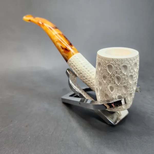 MBSD Meerschaum Bent Lattice Poker Block Meerschaum Pipe, Fitted Case [SOLD OUT] - Image 7