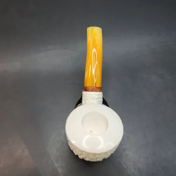 MBSD Meerschaum Deluxe, Rusticated Bent Dublin Block Meerschaum Pipe, Briar-Mortis [SOLD OUT] - Image 7