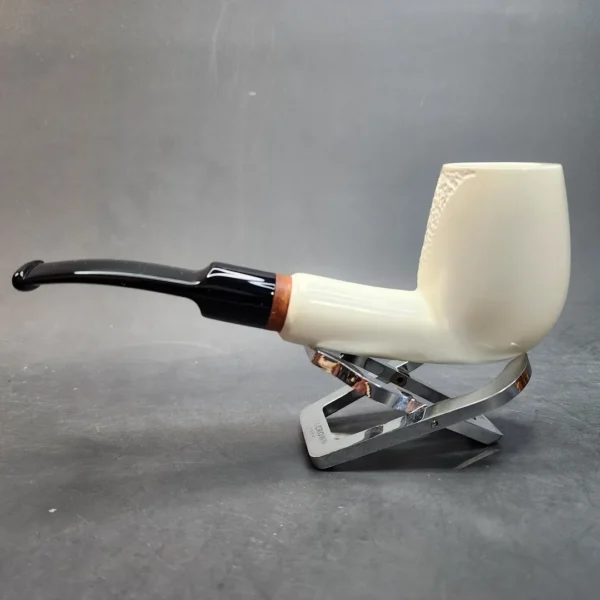 MBSD Meerschaum Deluxe, Partially Rusticated Bent Egg, Block Meerschaum Pipe, Briar-Mortis [SOLD OUT] - Image 7