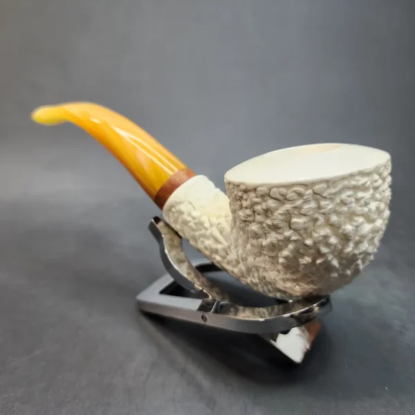 MBSD Meerschaum Deluxe, Rusticated Bent Dublin Block Meerschaum Pipe, Briar-Mortis [SOLD OUT] - Image 8