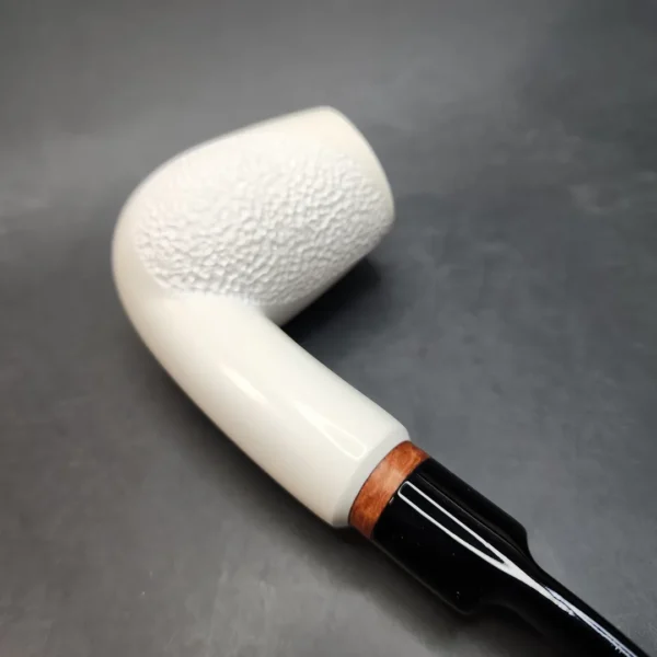 MBSD Meerschaum Deluxe, Partially Rusticated Bent Egg, Block Meerschaum Pipe, Briar-Mortis [SOLD OUT] - Image 8