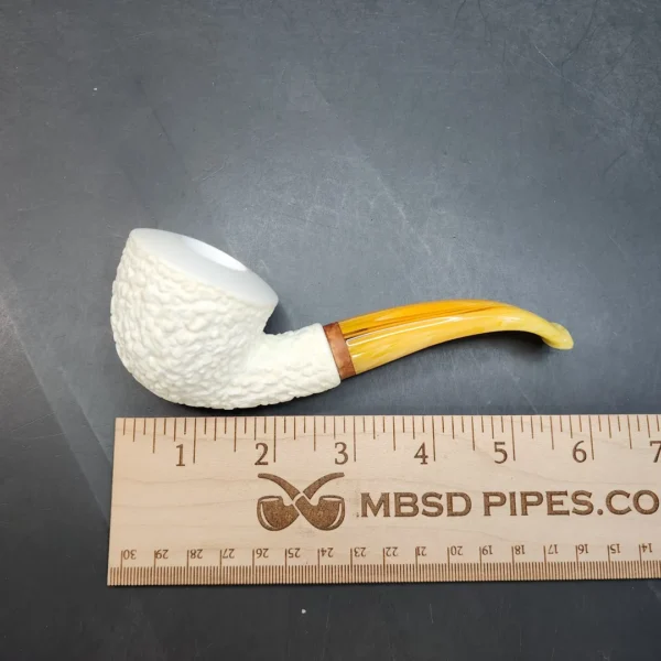 MBSD Meerschaum Deluxe, Rusticated Bent Dublin Block Meerschaum Pipe, Briar-Mortis [SOLD OUT] - Image 9