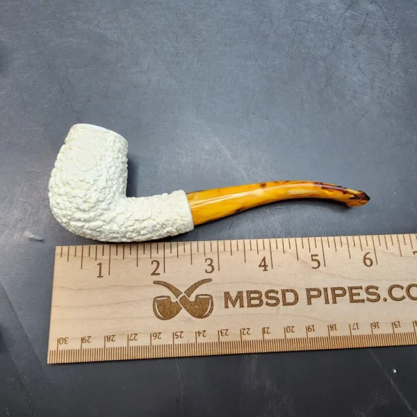 MBSD Meerschaum Rusticated Bent Billiard Block Meerschaum Pipe, Fitted Case [SOLD OUT] - Image 9