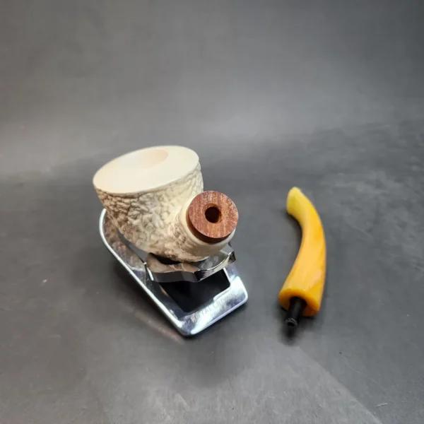 MBSD Meerschaum Deluxe, Rusticated Bent Dublin Block Meerschaum Pipe, Briar-Mortis [SOLD OUT] - Image 11