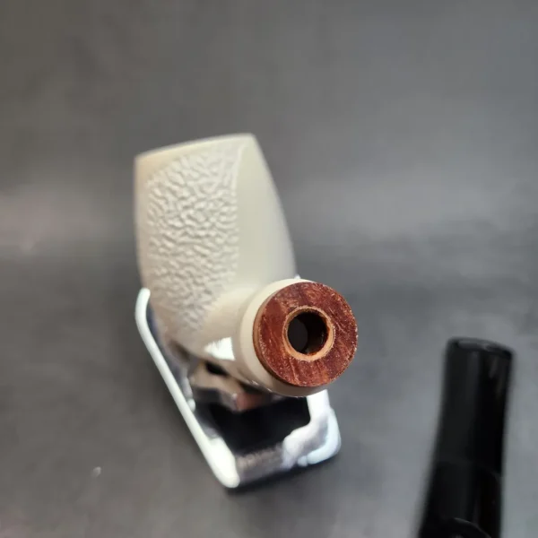 MBSD Meerschaum Deluxe, Partially Rusticated Bent Egg, Block Meerschaum Pipe, Briar-Mortis [SOLD OUT] - Image 11
