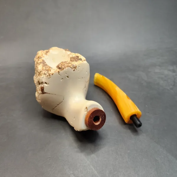MBSD Meerschaum Natural, Freehand Block Meerschaum Pipe, Briar-Mortise - Image 12