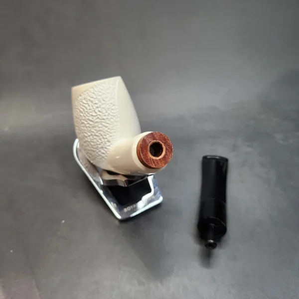 MBSD Meerschaum Deluxe, Partially Rusticated Bent Egg, Block Meerschaum Pipe, Briar-Mortis [SOLD OUT] - Image 12