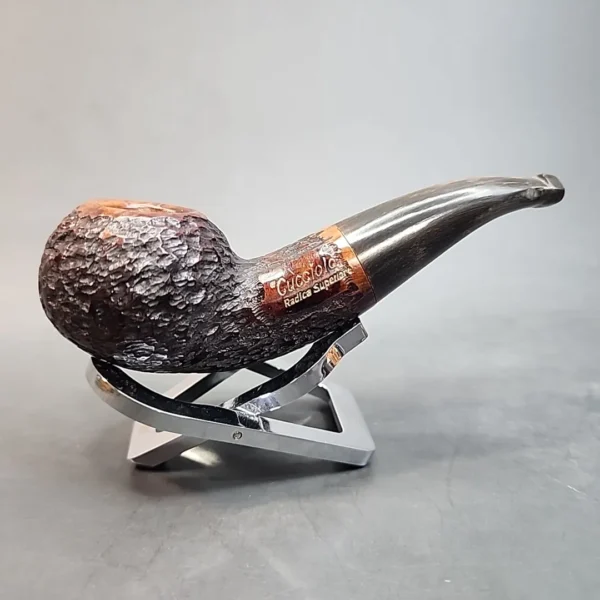 Cucciola Rusticated Bent Author, Horn Stem Estate Briar Pipe [SOLD OUT] - Image 4