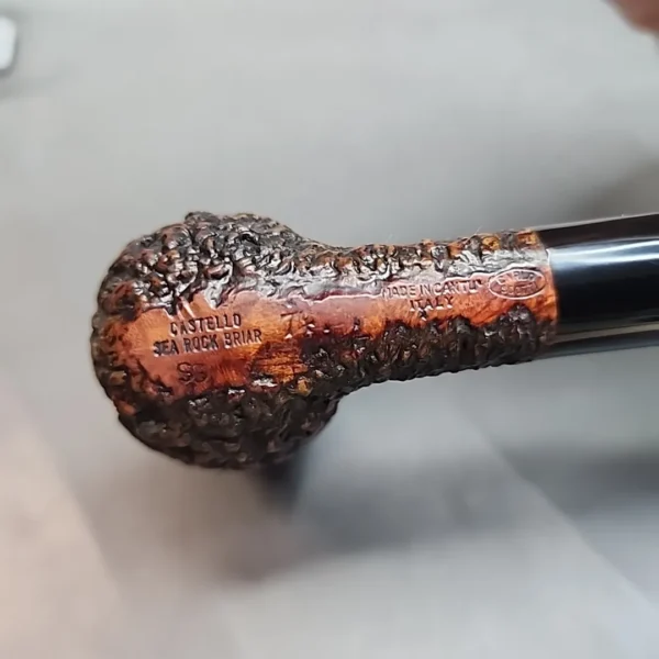 Castello Sea Rock Rusticated Stacked Billiard Military Mount Estate Briar Pipe [SOLD OUT] - Image 9