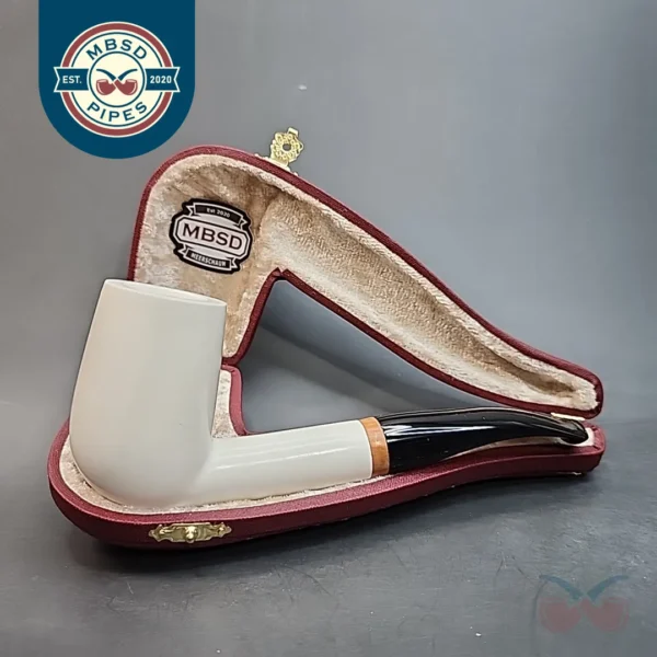 MBSD Meerschaum Deluxe, Bent Billiard Block Meerschaum Pipe, Briar-Mortis [SOLD OUT]