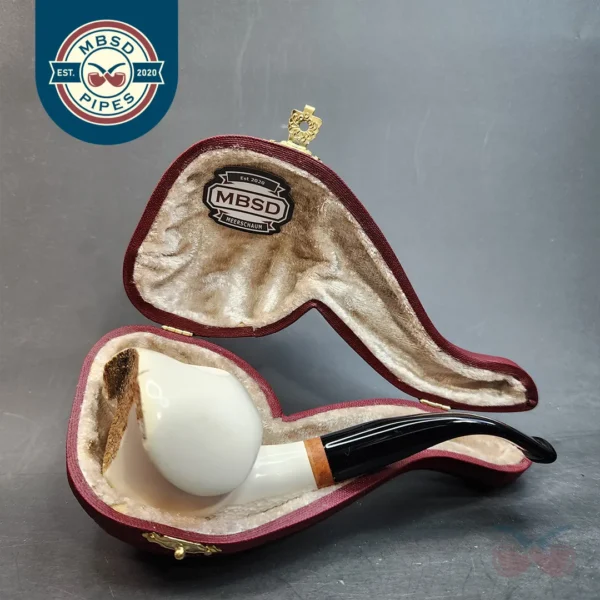 MBSD Meerschaum Deluxe Natural, Freehand Block Meerschaum Pipe, Briar-Mortise