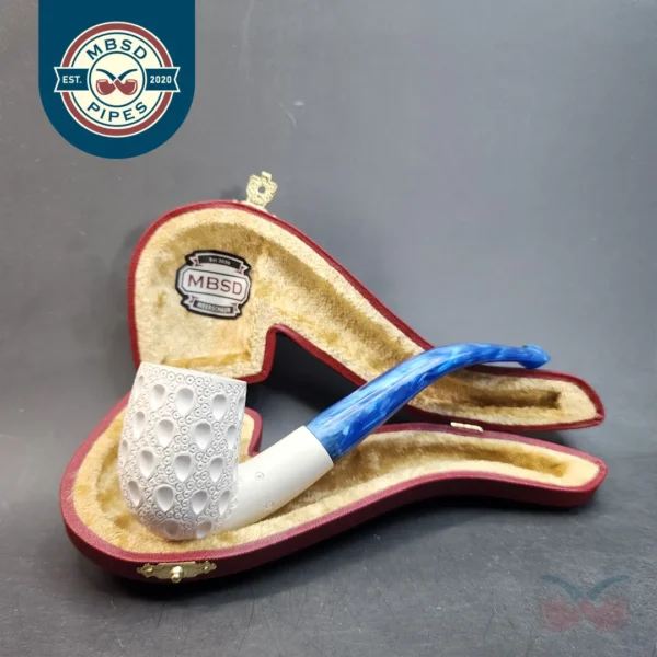 MBSD Meerschaum Bent Billiard Block Meerschaum Pipe, Fitted Case [SOLD OUT]