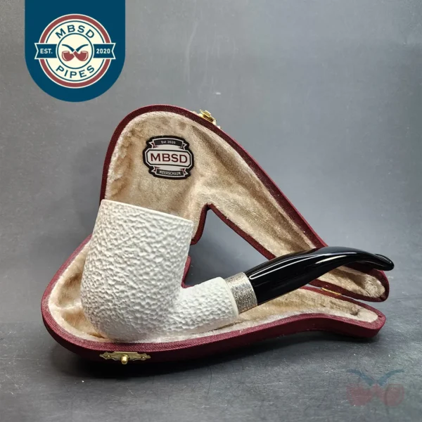 MBSD Meerschaum Deluxe, Rusticated Bent Pot, Block Meerschaum Pipe, Briar-Mortis [SOLD OUT]