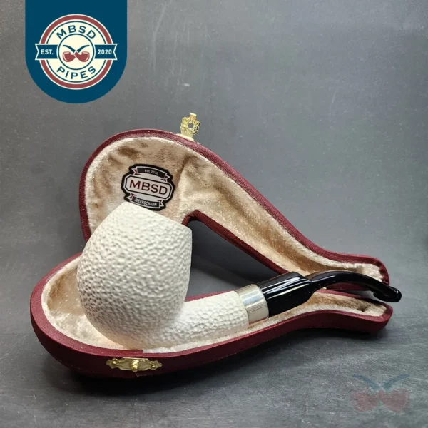 MBSD Meerschaum Deluxe, Rusticated Bent Apple Block Meerschaum Pipe [SOLD OUT]