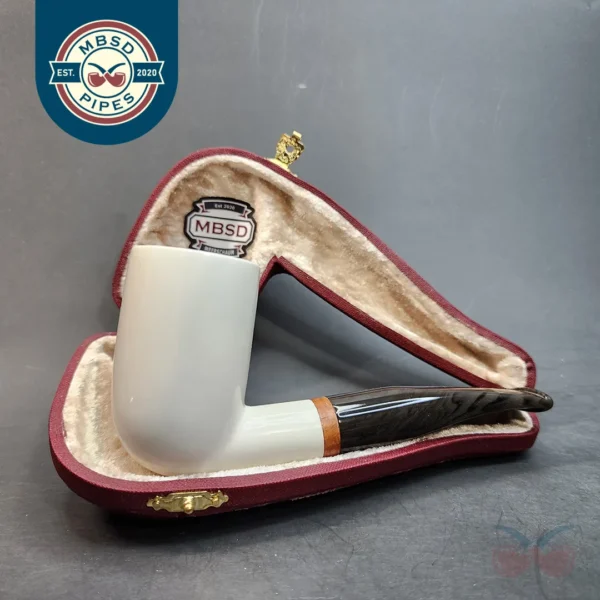MBSD Meerschaum Deluxe, Stacked Bent Billiard, Block Meerschaum Pipe, Briar-Mortis [SOLD OUT]