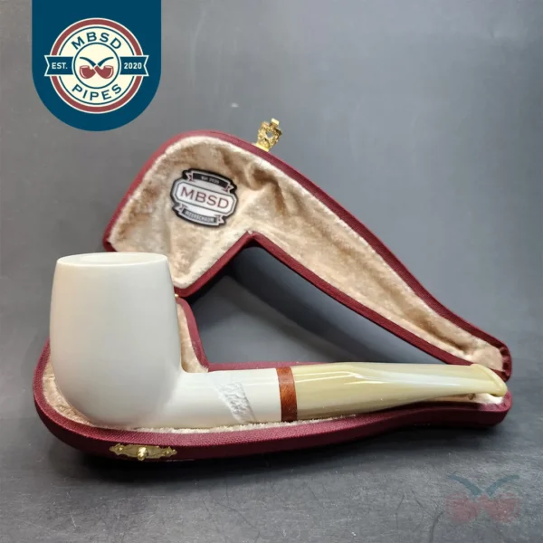MBSD Meerschaum Deluxe, Slightly Bent Billiard Block Meerschaum Pipe, Briar-Mortis [SOLD OUT]